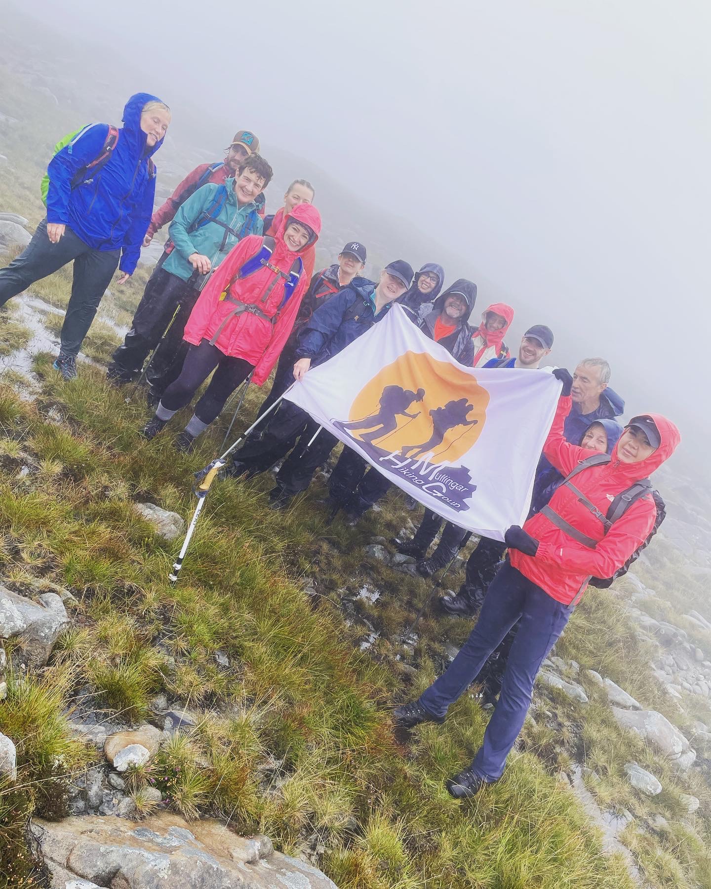 Top of the mountain with the flag